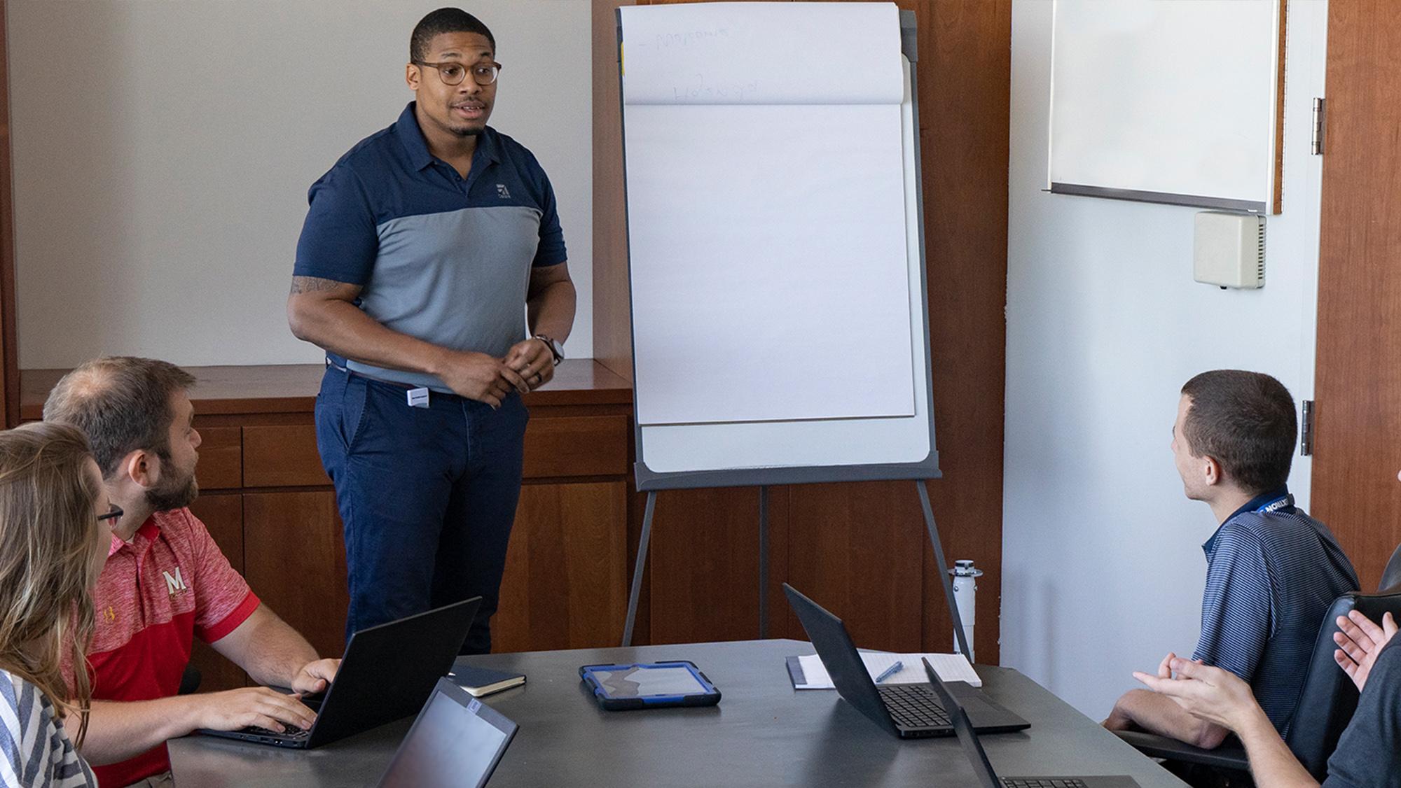 employee giving presentation