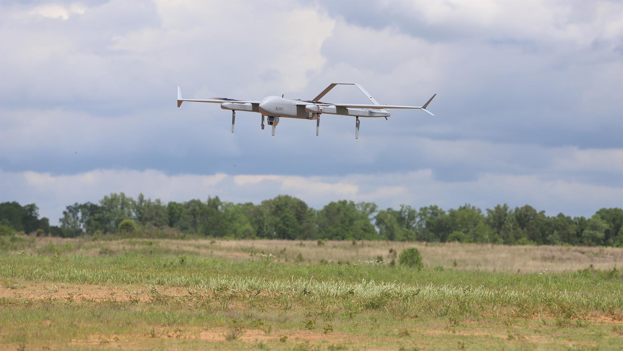 Aerosonde in the air. 