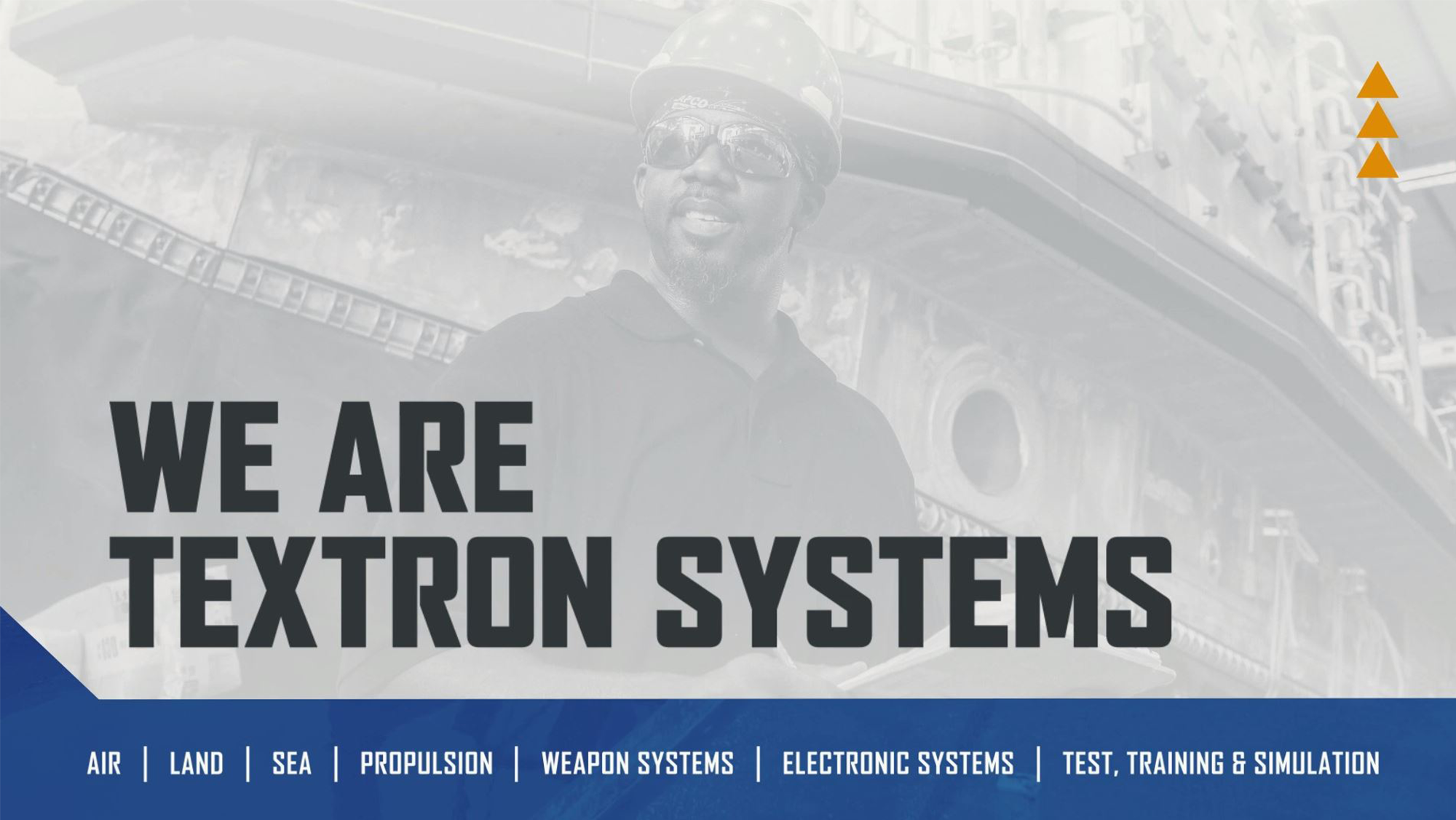 We Are Textron Systems: Air, Land, Sea, Propulsion, Weapon Systems, Electronic Systems, Test, Training and Simulation