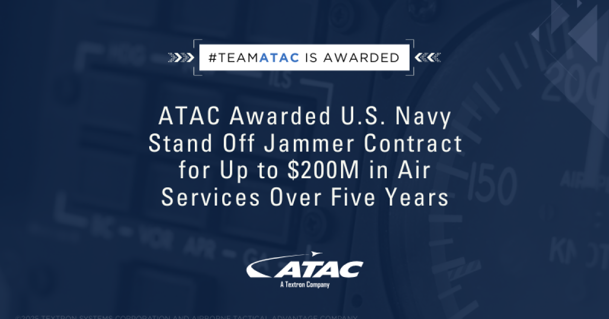 ATAC Awarded U.S. Navy Stand Off Jammer Contract for Up to $200M in Air Services Over Five Years